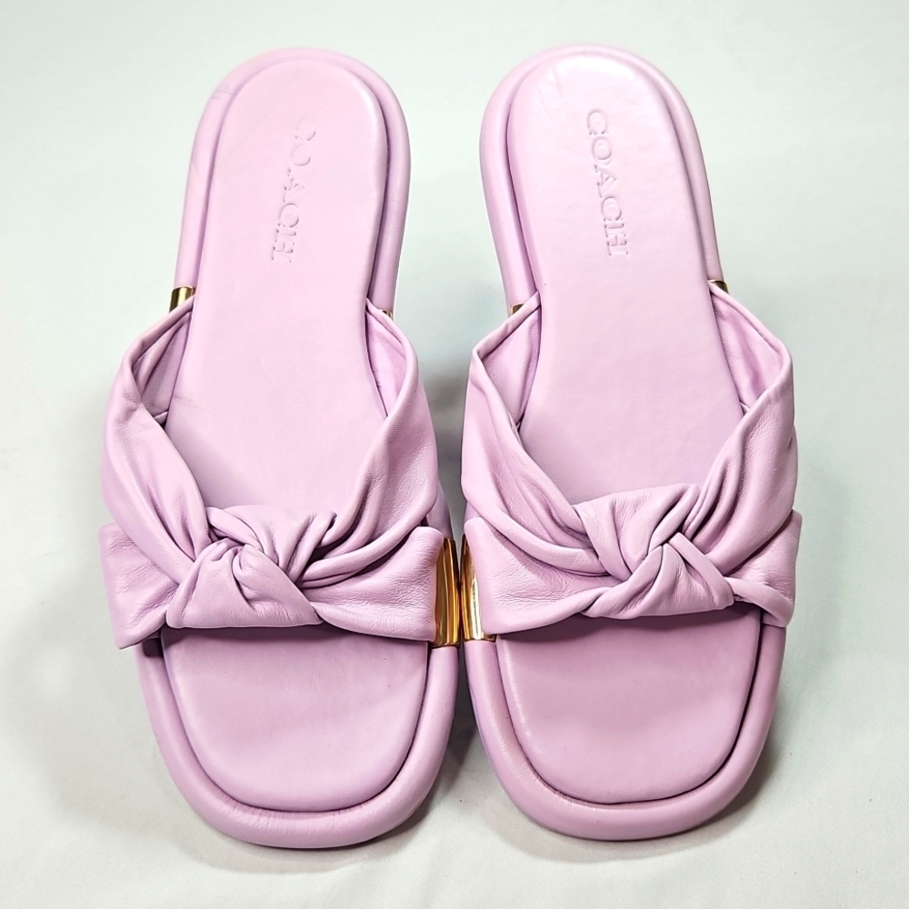 ⭐️COACH💯 BROOKLYN LEATHER SANDAL, VIOLET/LAVENDER COLOR, SIZE 9-B